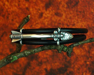 Archers Equipment - Archers Jewellery Warrior Bracelet In Silver And Black Leather