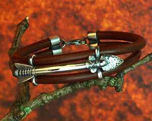 Archers Equipment - Archers Jewellery Warrior Bracelet In Silver And Brown Leather